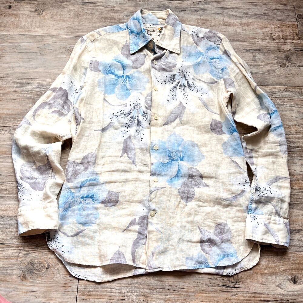 Europann Floral Button Up Shirt 100% Cotton Lightweight Beach Small Hawaiian 150